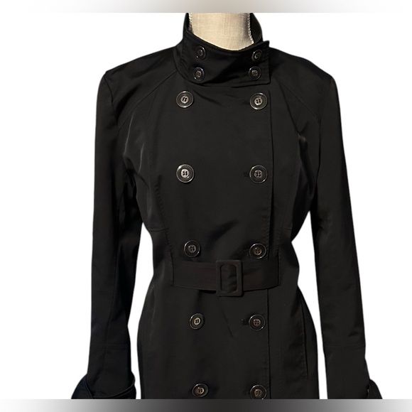 7th Avenue Design Studio New York & Co. Women's Black Double Breasted Raincoat M - Picture 11 of 16